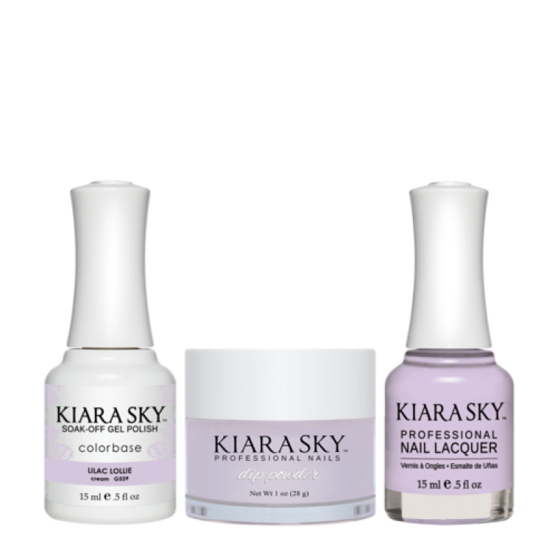 KIARA SKY 3in1 (Dipping Powder + Gel Polish + Nail Lacquer) - DGL 539, Lilac Lollie